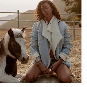 Free People Twisted heart cozy Denim and Sherpa jacket